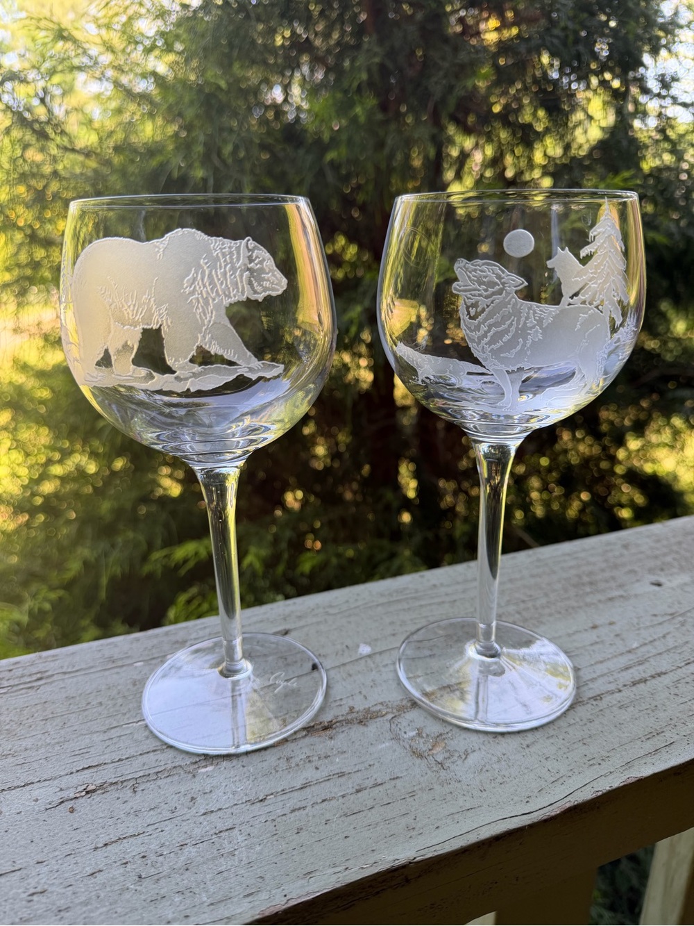 Lorraine Coyle Wildlife Wine Glasses -